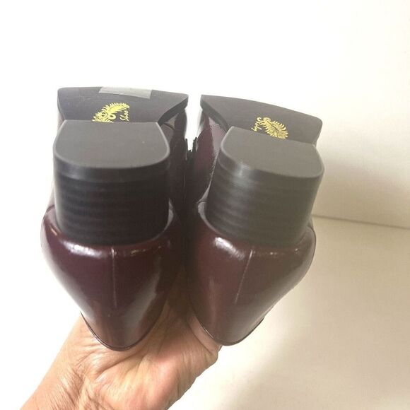 Ruby Shoo Burgundy Glossy Slip On Low Heel Velvet Bow Women's US 5 UK3 EU 36 NEW - Picture 9 of 11